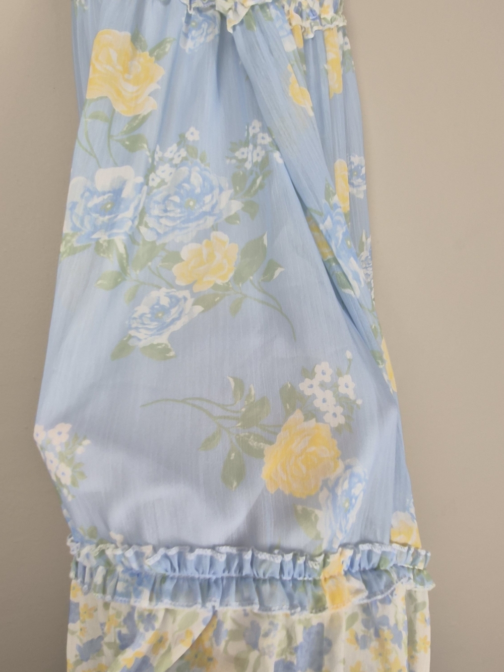 Altar'd State Floral Tiered Ruffle Maxi Dress Light Blue Cottagecore Coquette M - Picture 9 of 16